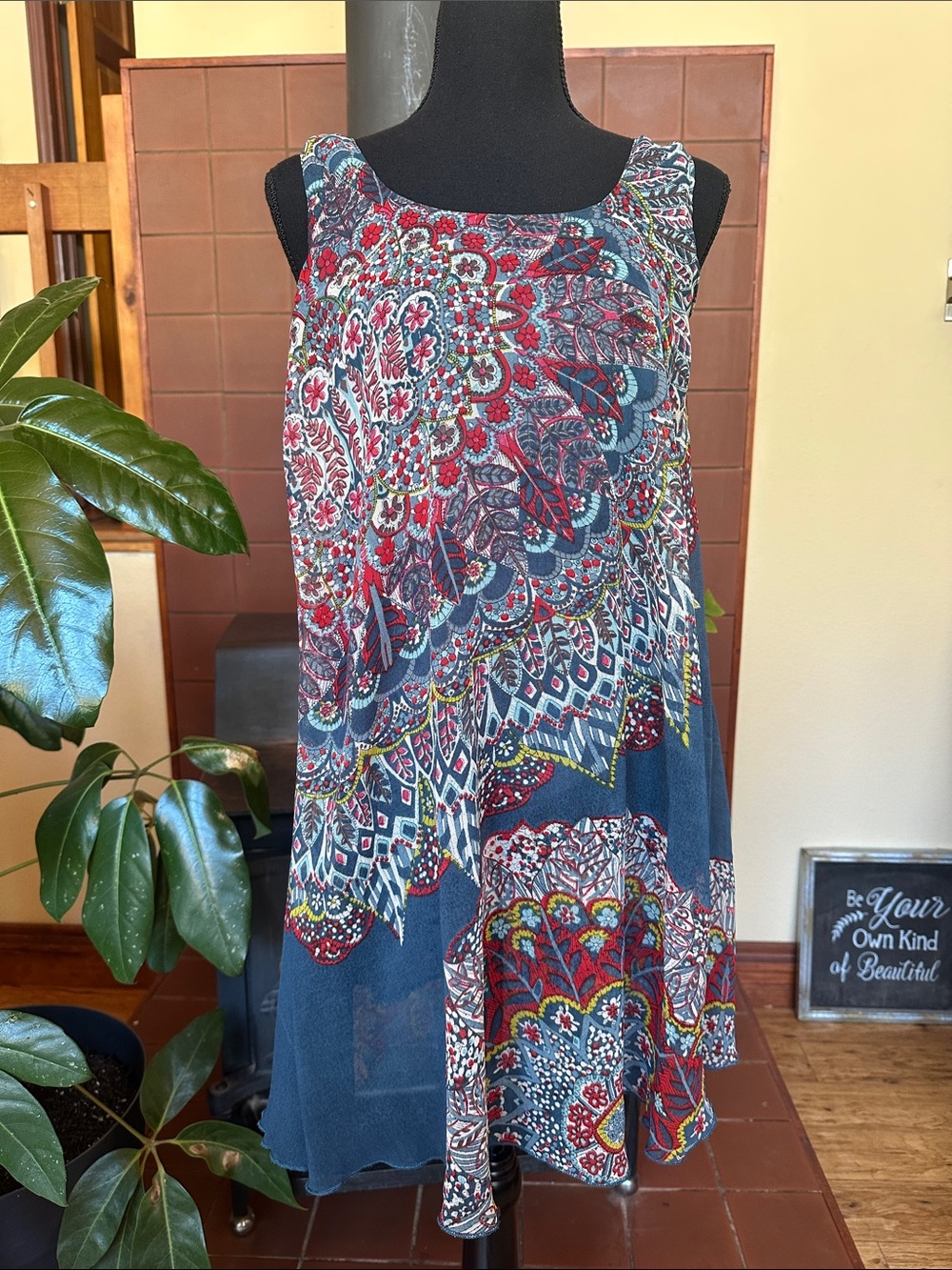 #259- Angie from BootBarn bohemian-style teal sleeveless dress